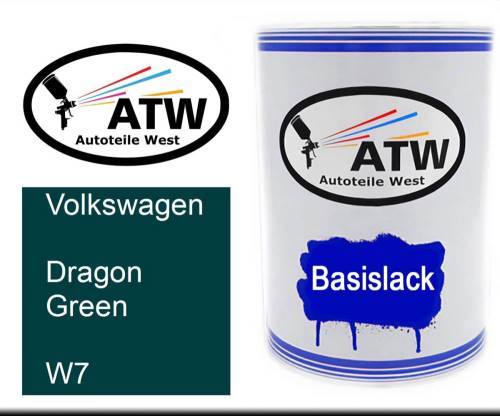 Volkswagen, Dragon Green, W7: 500ml Lackdose, von ATW Autoteile West.